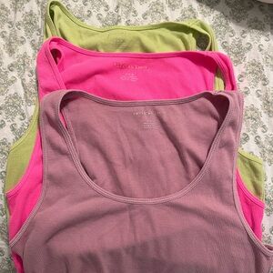 American Eagle Outfitters Ribbed Tank Tops - Pink, Green, Purple
